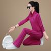 Jaqueta Cardigan Casual Roupa Esportiva terno Feminino Primavera e Outono 2025 Nova Moda Gola Huapian Suéter Conjunto de Duas Peças