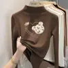 Moderna camiseta larga de forro polar para niñas estilo coreano, nueva colección otoño/invierno 2026, cálida camiseta interior cepillada para niños mayores