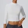 Roupa de Yoga Pilates Corrida Esportes Fitness Top de Yoga Sete Mangas de Alta Elasticidade Secagem Rápida Colado Transfronteiriço 62534