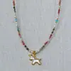 Collar Colgante de Unicornio Pony con Cuentas de Piedra Real Imitación Perla Dulce Dopamina Colorido Diseño de Nicho Japonés y Coreano para Mujeres