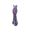 Nanli Xiangmanye Mariposa Estilo Ligeramente Maduro Vestido Morado para Mujer Verano Cubre Cintura Falda de Tirantes para Cadera Falda Larga de Encaje
