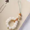 Colgante de Loto Rosa Garra de Gato Bodhi de Jade Blanco Llavero Anti-Pérdida para Niñas, Accesorio Versátil para Bolso Diario