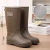 Botas de lluvia impermeables con estilo para mujer, de caña alta, antideslizantes, forradas de polar, botas de trabajo para adulto, botas de lluvia forradas de polar, botas de media caña antideslizantes, cálidas