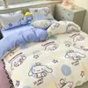 [Genuino Sanrio] Juego de Ropa de Cama de Algodón Nube de Grado A Dibujos Animados Juego de Cuatro Piezas Funda Nórdica Juego de Tres Piezas para Dormitorio de Estudiantes Venta al por Mayor 4