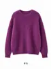 Suéter de punto de lana para mujer, comercio electrónico transfronterizo ruso y europeo/americano, color liso, cuello redondo, manga larga, top cálido