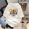 Camisa holgada de cuello redondo en blanco y negro con cinco mangas y figura de dragón de tendencia nacional de verano al por mayor de fábrica