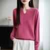 Punto de cuello redondo transfronterizo para mujer 2025 Otoño e Invierno Nuevo Punto holgado de manga larga Camiseta de capa interior con cuello en V Invierno