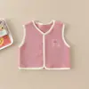 Estilo Otoño e Invierno Chaleco Infantil Bebé Más Terciopelo Sin Huesos Au Laine Cárdigan Ropa Exterior de Invierno Dibujos Animados Chaleco Cálido Una Pieza