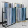 Expositor de Tarjetas para Colgar Cortinas de Dos Capas Muestrario de Telas Exhibición Móvil de Telas Textiles para el Hogar Dorado de Pie Metabo