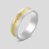 Anillo de acero inoxidable 6 mm cuchilla oblicua de hobbing anillo de dedo para alimentos de acero de titanio para hombre entre oro doble color mujer transfronterizo caliente venta al por mayor