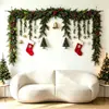 Guirlanda de pinhas artificiais transfronteiriça com pinhas, decoração de feriado de planta artificial, guirlanda de Natal, guirlanda artificial de folhas de pinho e cipreste