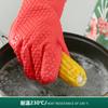 Guantes de aislamiento térmico de silicona, guantes anti-escaldaduras para horno extendido, guantes antideslizantes de silicona engrosados para hornear, disponibles al por mayor.