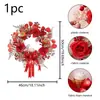 Corona de Rosa Artificial en Stock Transfronteriza Decoración Colgante Pequeña para Sala de Estar de Navidad Año Nuevo Día de San Valentín Decoración de Puerta de Flor Artificial Corona de Flor Artificial