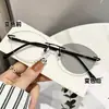 Gafas de Miopía de Color Cambiante Pure Desire, Monturas de Gafas Sin Marco Ultra Ligeras Simples, Gafas de Miopía de Moda de Fábrica Tendencia para Adelgazar el Rostro con Luz Azul Anti