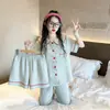 Pijama Infantil de Comércio Exterior, Conjunto de Três Peças para Meninos e Meninas, Algodão Nuvem Primavera e Verão, Novo Estilo 2026, Manga Curta e Calça Longa, para Crianças Maiores