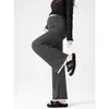 Calça de Maternidade Roupa Externa Versátil 2026 Outono/Inverno Nova Estilosa Mãe Quente Estilo Coreano Calça de Maternidade com Renda e Listras