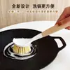 Cepillo para Ollas de Madera Maciza Natural con Mango Largo para Uso Doméstico, Cepillo con Mango de Madera para Lavar Platos y Ollas, Cepillo Multifuncional de Limpieza para Cocina, Herramienta de Limpieza