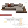 Sofá de nogal estilo japonés wabi-sabi con chaise longue para villas grandes, sofá de esquina de madera maciza creativo para sala de estar con tapicería de tela tecnológica