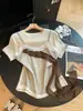 Nueva Camisa Camisola de Dos Piezas de Encaje Patchwork Estilo Coreano de Verano para Mujer, Top Versátil Irregular de Manga Corta