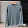 Suéter de punto grueso para hombre, cuello semialto, 100% cachemir, holgado y cálido, versátil para invierno, talla grande, jersey de punto casual