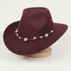 Nuevo Sombrero de Vaquero Occidental Comercio Exterior Transfronterizo Sombrero de Fieltro Estilo Étnico Unisex Estilo Tibetano Ala Curvada Accesorios de Joya Estrella