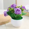 Flor Rosa Simulada Pequena Planta em Vaso Decoração de Mesa Flor Simulada Pequenos Enfeites Arranjo de Casamento Flores Simuladas Plantas Flor Artificial