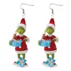 Pendientes Navideños Transfronterizos Europeos y Americanos Nuevos Pendientes Creativos y Populares de Noches de Terror Navideño Dibujo Animado Grinch Venta al por Mayor