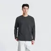 También, Camiseta de Manga Larga con Textura de Rayas en Cuello Polo para Hombre Otoño Corte Holgado Hombro Caído Versátil Casual Camiseta Básica