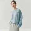 Suéter de Cuello Redondo para Mujer 75% Cachemira 25% Seda de Morera Suave y Agradable al Tacto Estilo Perezoso Tejido de Flor Estéreo Camiseta Interior