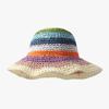 Sombrero de Paja de Cuentas de Madera Colorido Estilo Hyuna para Mujer, Sombrilla de Ala Ancha Calada de Verano y Sombrero de Protección Solar, Sombrero de Pescador Plegable de Moda