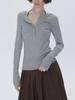 Anachic Clássicos Básicos_Camiseta Feminina Manga Longa Tencel Cor Nude/Camisa de Base Slim Fit_Top de Malha Externo