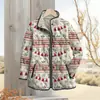 Estación Independiente Transfronteriza 2025 Moda Femenina Temu Chaqueta de Algodón Plisada Estampado Digital Floral Chaqueta de Algodón para Mujer F249