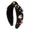 Nueva Diadema de Halloween para Mujer, Nudada con Pedrería y Perlas, Accesorio de Sombrero de Calabaza Fantasma, Accesorio Decorativo para el Cabello de Fiesta