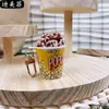 Mini Copo de Pipoca Simulado, Copo de Serragem de Madeira, Artesanato de Plástico, Brinquedos de Comida, Chaveiro, Pequeno Pingente, Brinde Corporativo
