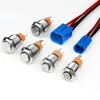 Interruptor Metálico à Prova d'Água com Trava Automática de 16mm, Botão de Pino Reto, 15A, Interruptor de Chave para Equipamentos Industriais