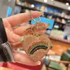 Llavero de Corazón Arcoíris con Diamantes Completos de Amazon Colgante de Bolsillo con Forma de Corazón Incrustado de Diamantes Moda Llavero para Llaves de Coche Pequeño Adorno