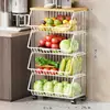 Estante de Almacenamiento de Cocina Cesta para Frutas y Verduras Sala de Estar Estante de Almacenamiento para Juguetes y Snacks Carrito Pequeño Multifuncional de Pie para el Hogar