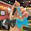 Chaveiro de Liga Metálica com Laço de Strass de Alta Qualidade, Totalmente Cravejado, Acessório de Bolsa Fofo e Divertido para Meninas