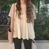 Camisa de Manga Corta para Mujer, Nuevo Estilo de Verano, Estilo Retro de Hong Kong, Holgada y Versátil, Dulce y Súper de Hada, Muy Elegante