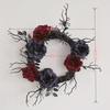 Flor y hierba Halloween simulación anillo de ratán rama muerta Guirnalda de rosas Decoraciones santas europeas y americanas ambiente festivo anillo para colgar en la puerta