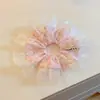 Scrunchie de renda de malha floral roxa estilo coreano para prender o cabelo, acessório de cabelo extra grande