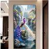 Pintura Decorativa Moderna de Lujo Ligero de Pavo Real Rica y Auspiciosa para Recibidor Directamente Frente a la Puerta Pintura de Pared Sencilla y Grandiosa de Fénix para Pasillo
