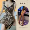 Camisón sexy de leopardo para lencería, conjunto seductor de encaje para coqueteo en la cama