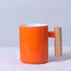 Taza de Cerámica Escandinava, Taza Creativa con Asa de Madera, Taza de Agua Literaria Simple, Taza para Café con Leche, Impresión de Logotipo para Regalo