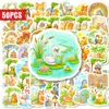 Compra directa transfronteriza de 50 pegatinas de acuarela de animales lindos leyendo dibujos animados para decoración de diario, funda de teléfono y vaso de agua