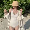 Nuevo Traje de Baño de Aguas Termales para Mujer de una Pieza Sexy Espalda Descubierta Bikini Pecho Pequeño Push-up Delgado Traje de Baño