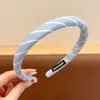 Diadema fresca de cuadros azules, estilo coreano, adecuada para el uso diario, primavera y verano, corona alta, accesorio para el cabello para lavarse la cara