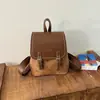 Nueva Moda Romántica Estilo Británico de Escuela Secundaria Mochila Pequeña Bloque de Color Doble Correa para el Hombro Bolso de Mujer Estilo Japonés Academia Dibujos Animados Dulce Fresco