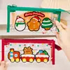 T Bolsa de Lápis Grande Capacidade de Natal Fofa de Alto Valor Transparente para Lápis Ins Fofa de Natal Bolsa de Maquiagem Pequeno Presente