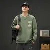 Sudadera de Algodón para Hombre 2026 Otoño/Invierno Cuello Redondo Holgada Transpirable Casual Estilo Hong Kong Manga Larga Chaqueta para Hombre